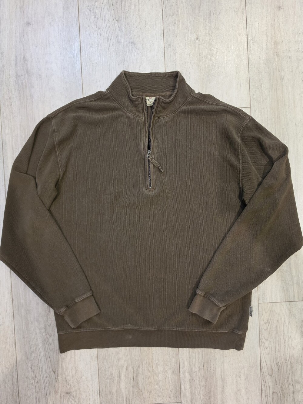 Woolrich Men’s L Brown 100% Cotton Quarter Zip Pullover Heritage Outdoor
